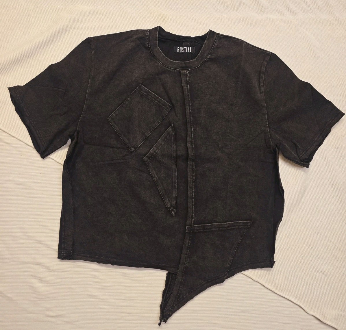 RUSTIAL Adult Streetwear Abstract Denim Wash T-Shirt *Extremely Rare*- SMALL gallery