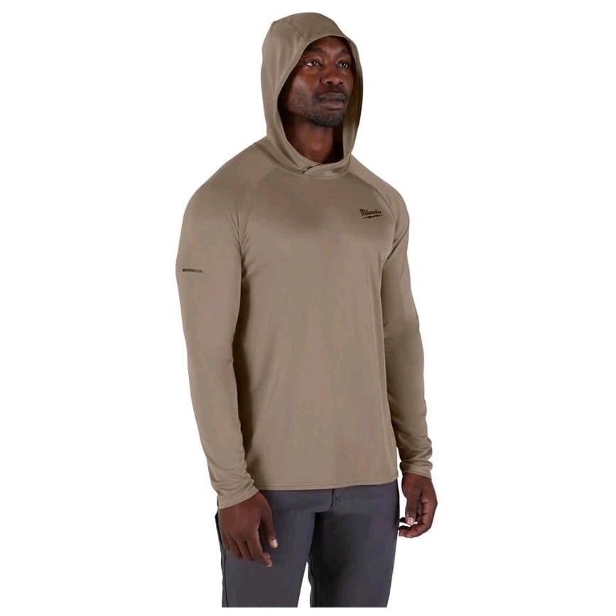 Milwaukee Large WORKSKIN Hooded Sun Shirt Long Sleeve, Sandstone gallery