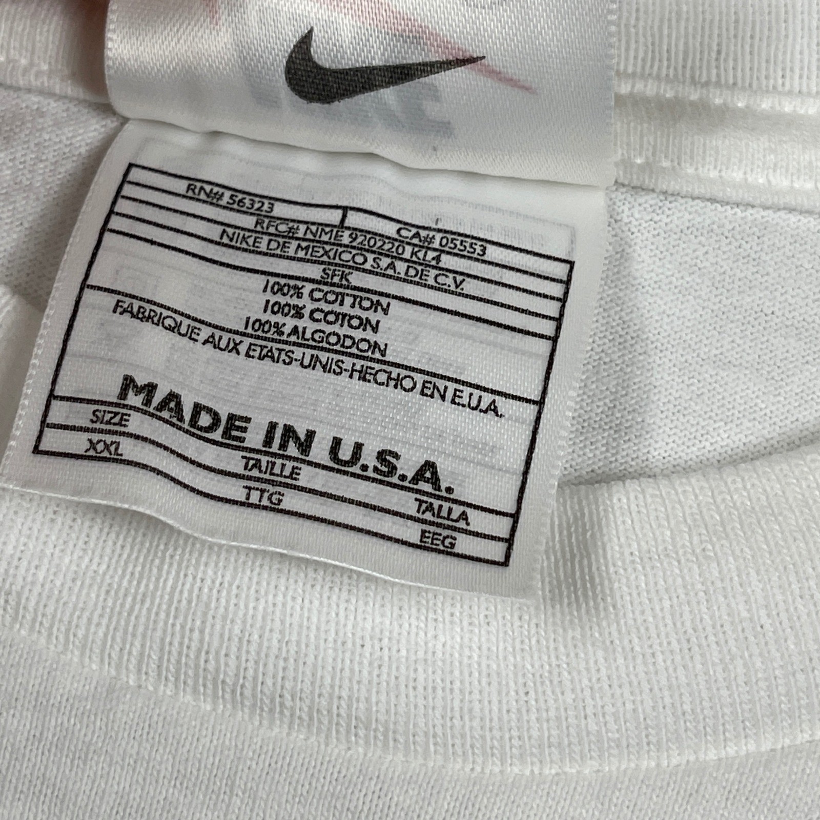 Nike T-Shirt Mens XXL White Blue Swoosh Vintage 90s Made in USA Streetwear Tee gallery