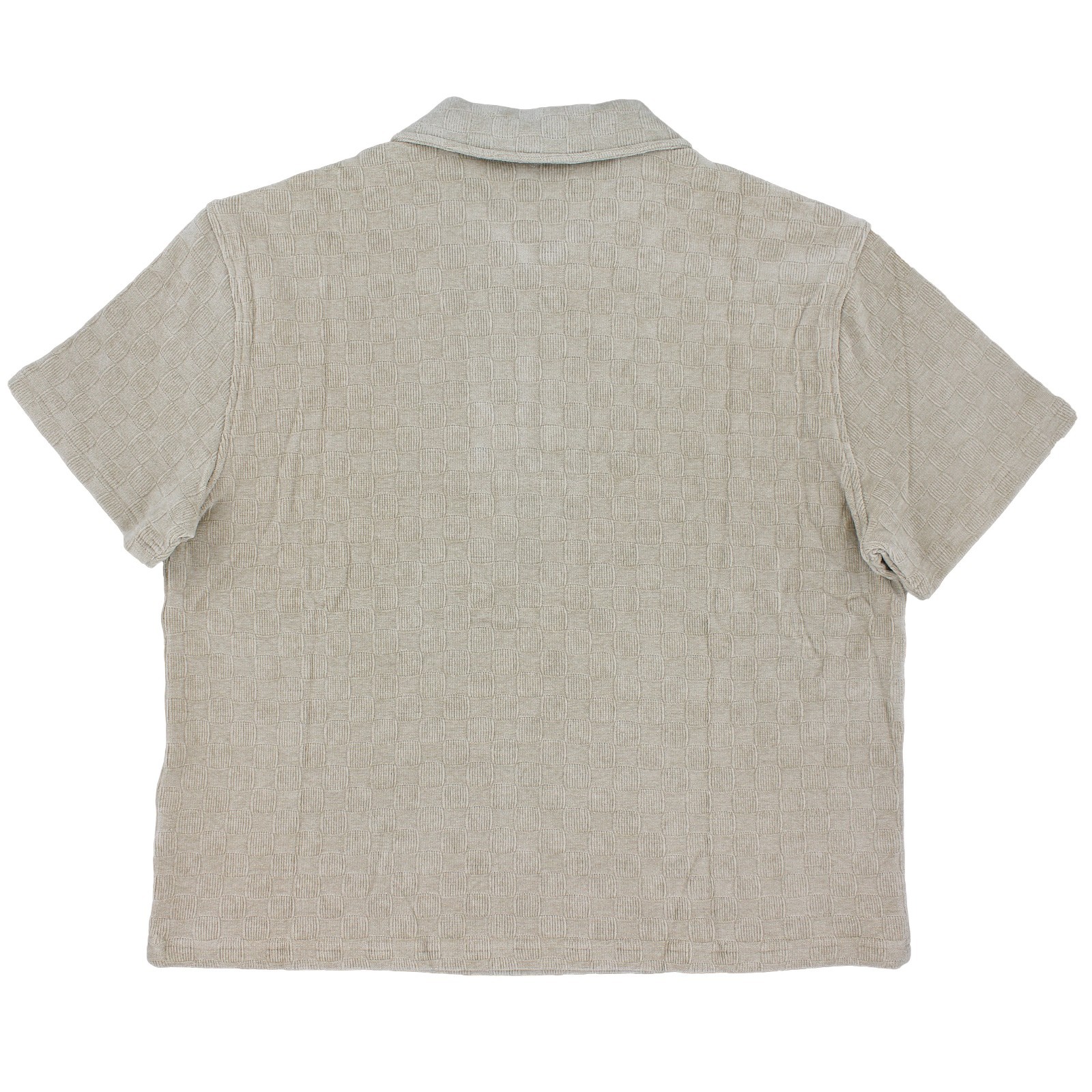 Brain Dead Men's Shirt, Chenille Check Half Zip Up Short Sleeve Shirt, Sand gallery