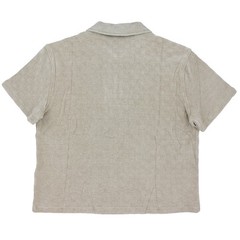 Brain Dead Men’s Shirt, Chenille Check Half Zip Up Short Sleeve Shirt, Sand