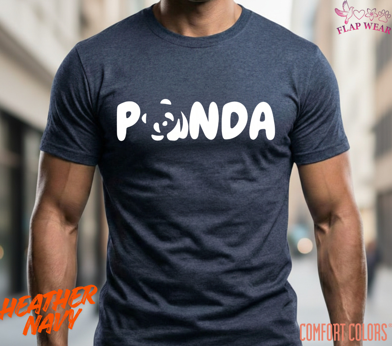 Unisex Panda Graphic T-Shirt - Cute Typographic Panda Shirt - Black Logo Tee for gallery