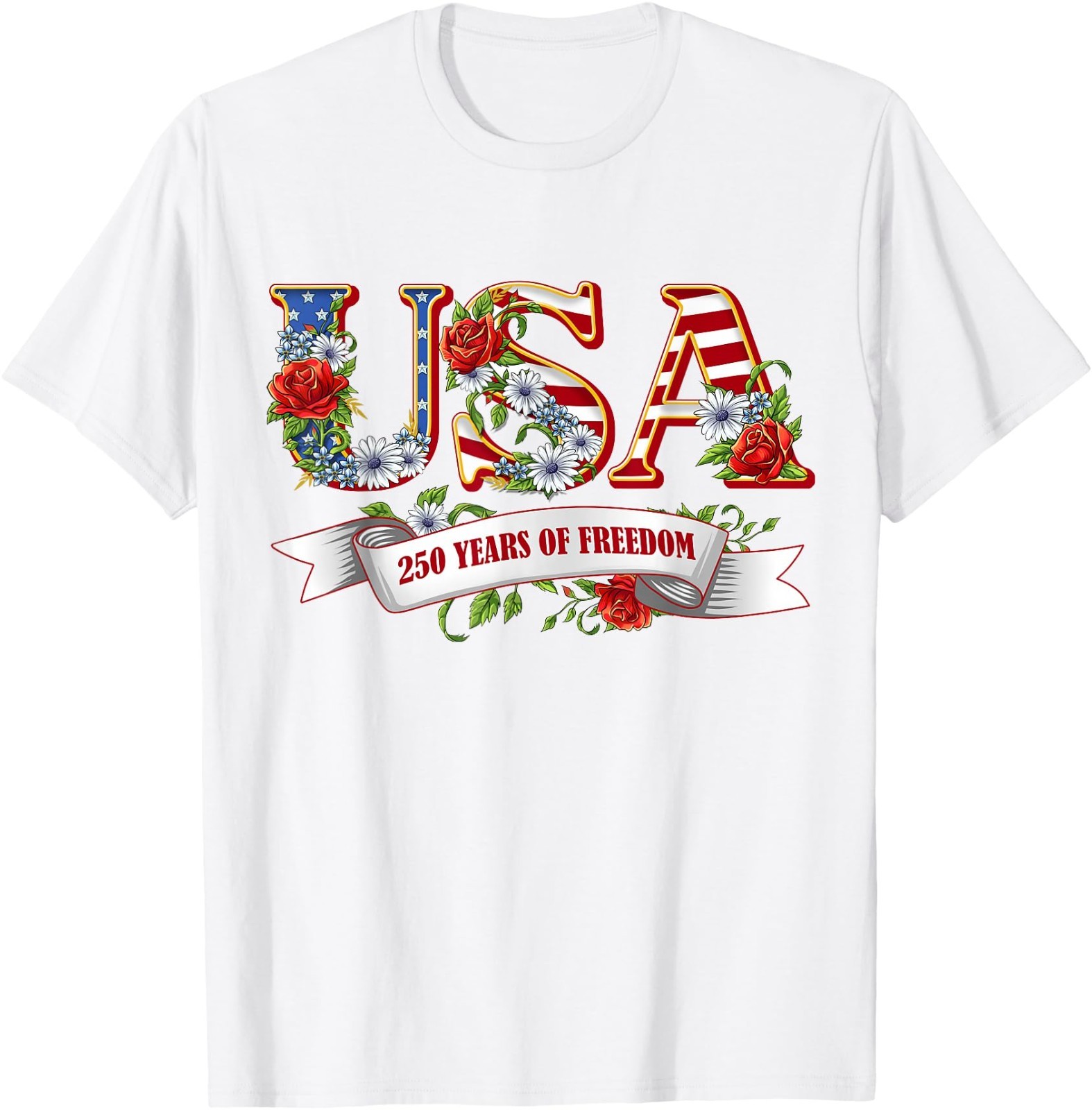 USA 250 Years of Freedom Patriotic Wildflower 4th of July Kid Adult T-Shirt gallery