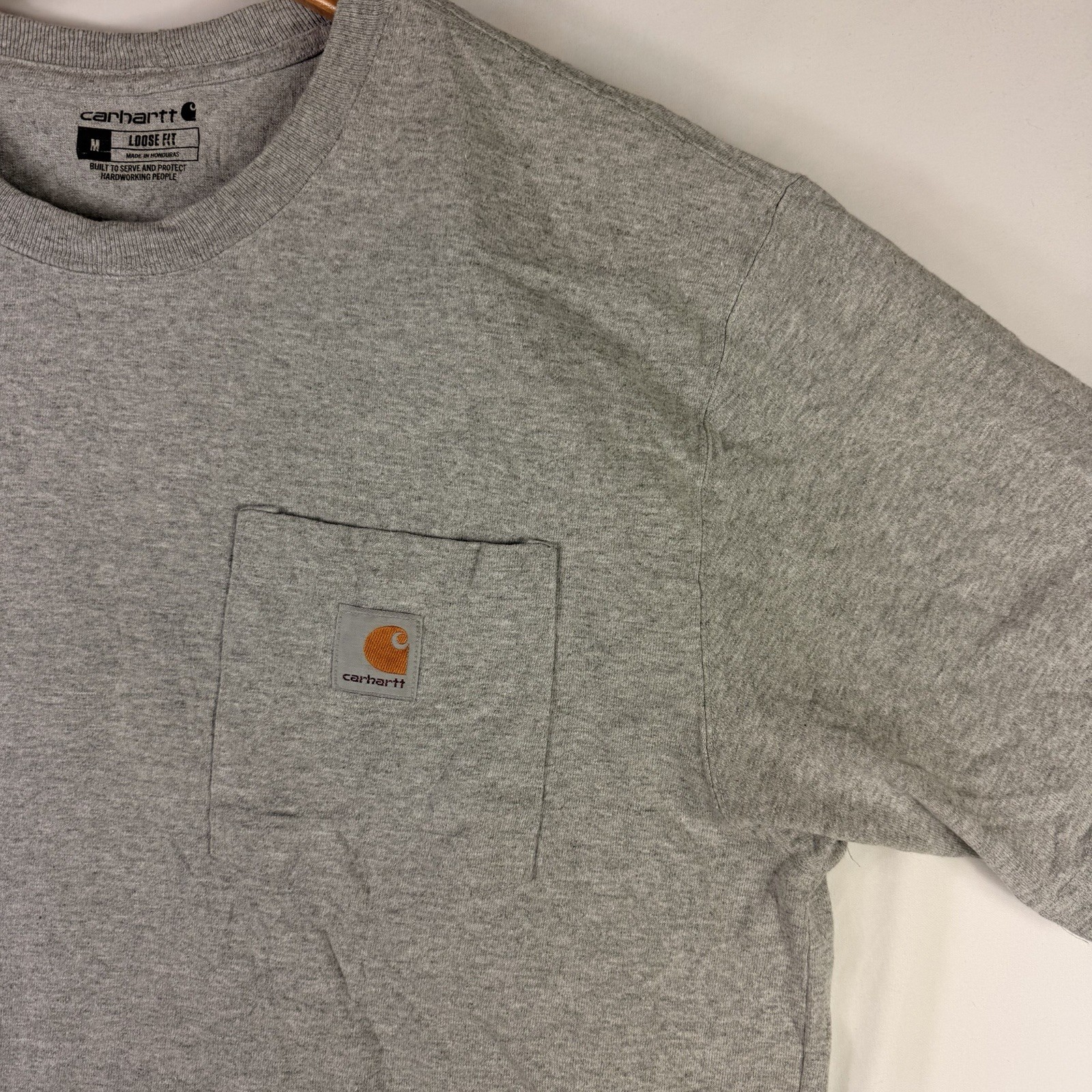 Carhartt T-Shirt Men's Medium Loose Fit Gray Short Sleeve Pocket Tee 100% Cotton gallery