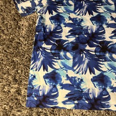 NWT Bugatchi Uomo Blue Palms All Over Print T-Shirt Mens XL Crew Neck AOP