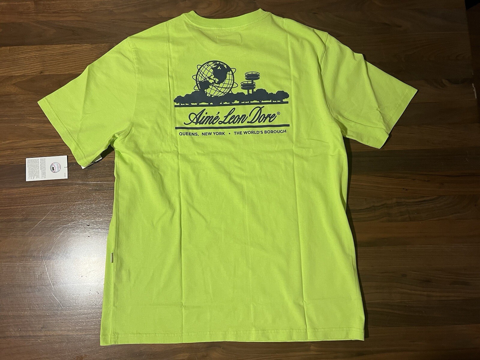 Aime Leon Dore ALD/New York Mets Unisphere Tee Acid Lime Logo T-Shirt XS Queens gallery