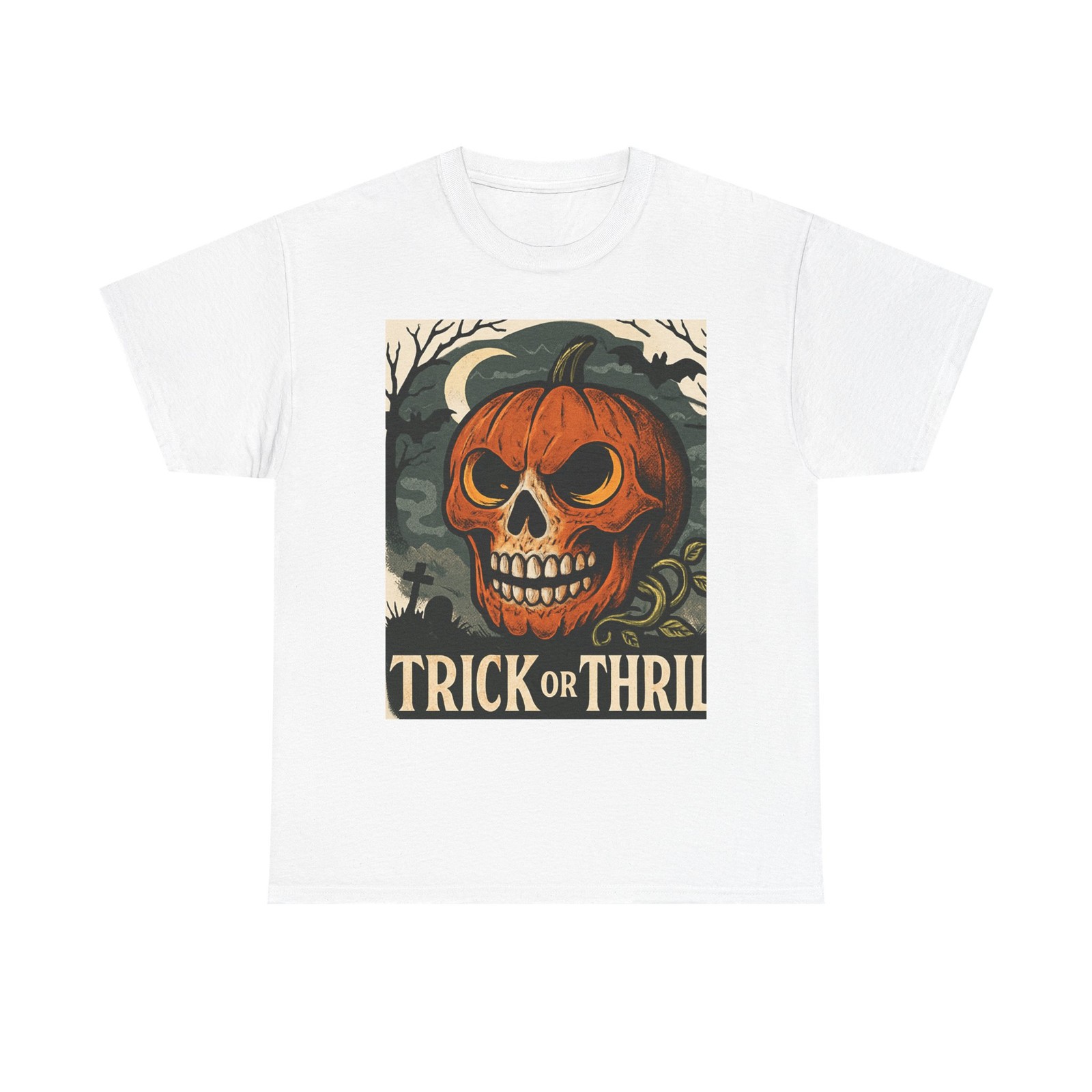 Halloween Skull Unisex Heavy Cotton Tee, Trick or Treat Shirt, Spooky [...] gallery