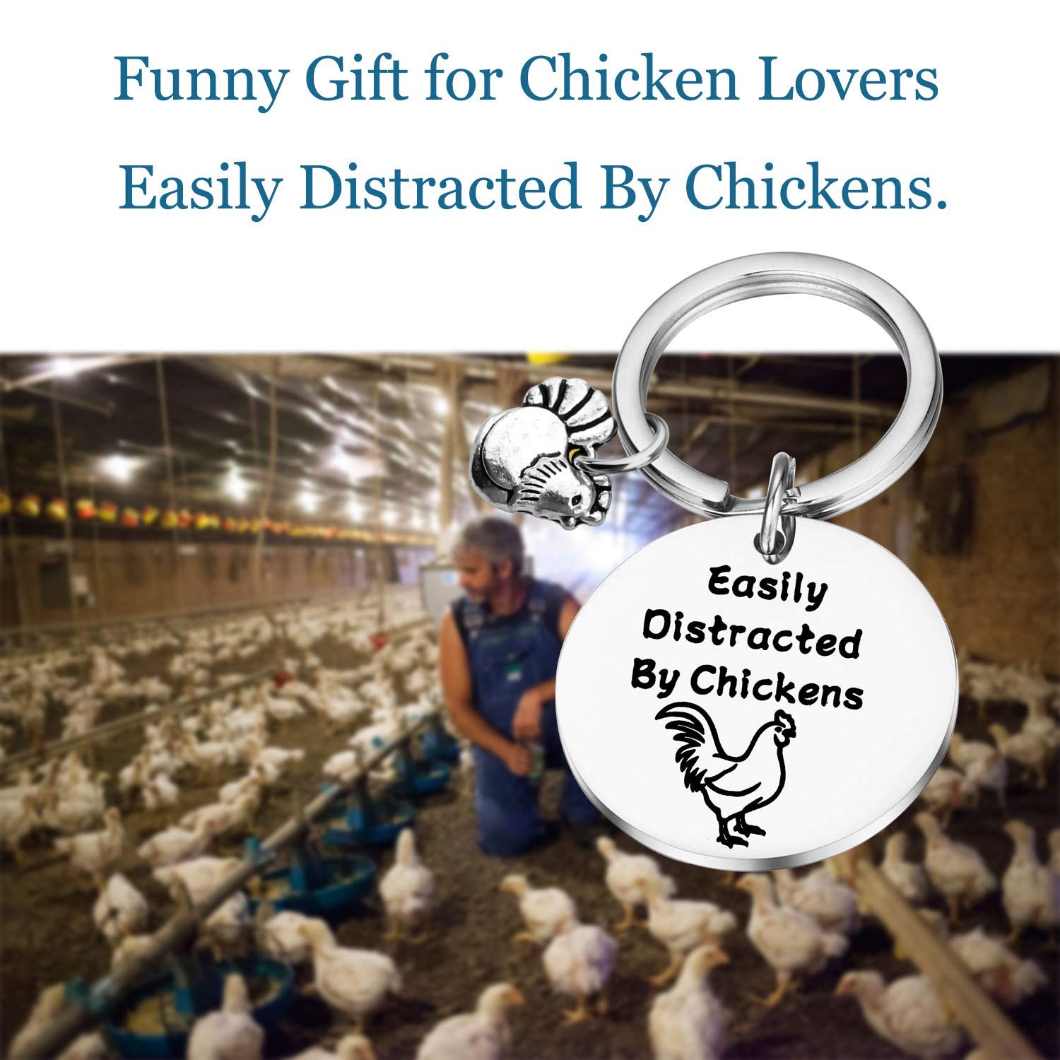 Lywjyb Birdgot Easily Distracted By Chickens Keychain (Easily Distracted By C... gallery
