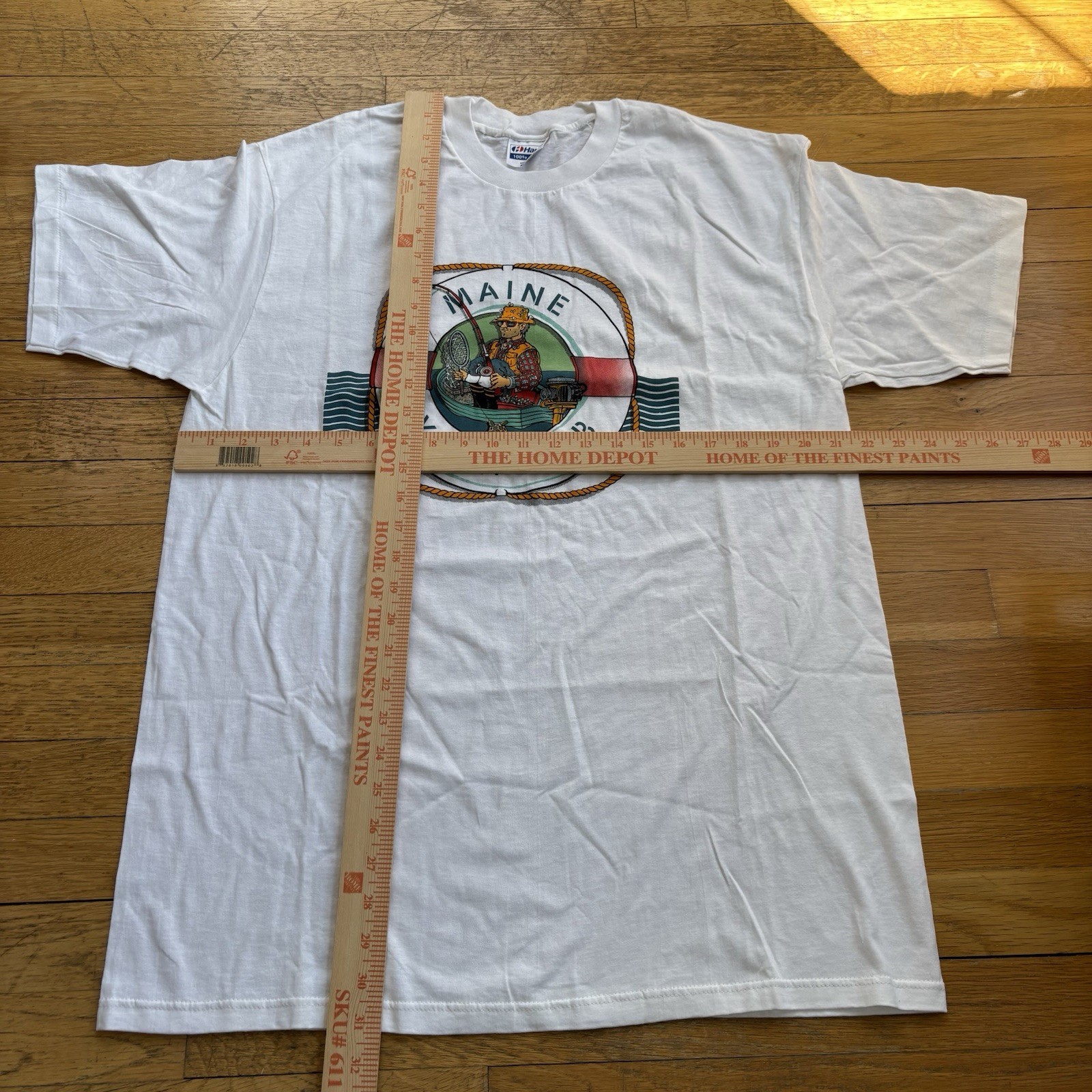 Vintage 80s Maine Fisherman Shirt Funny Yacht Club Sz XL White Deadstock gallery