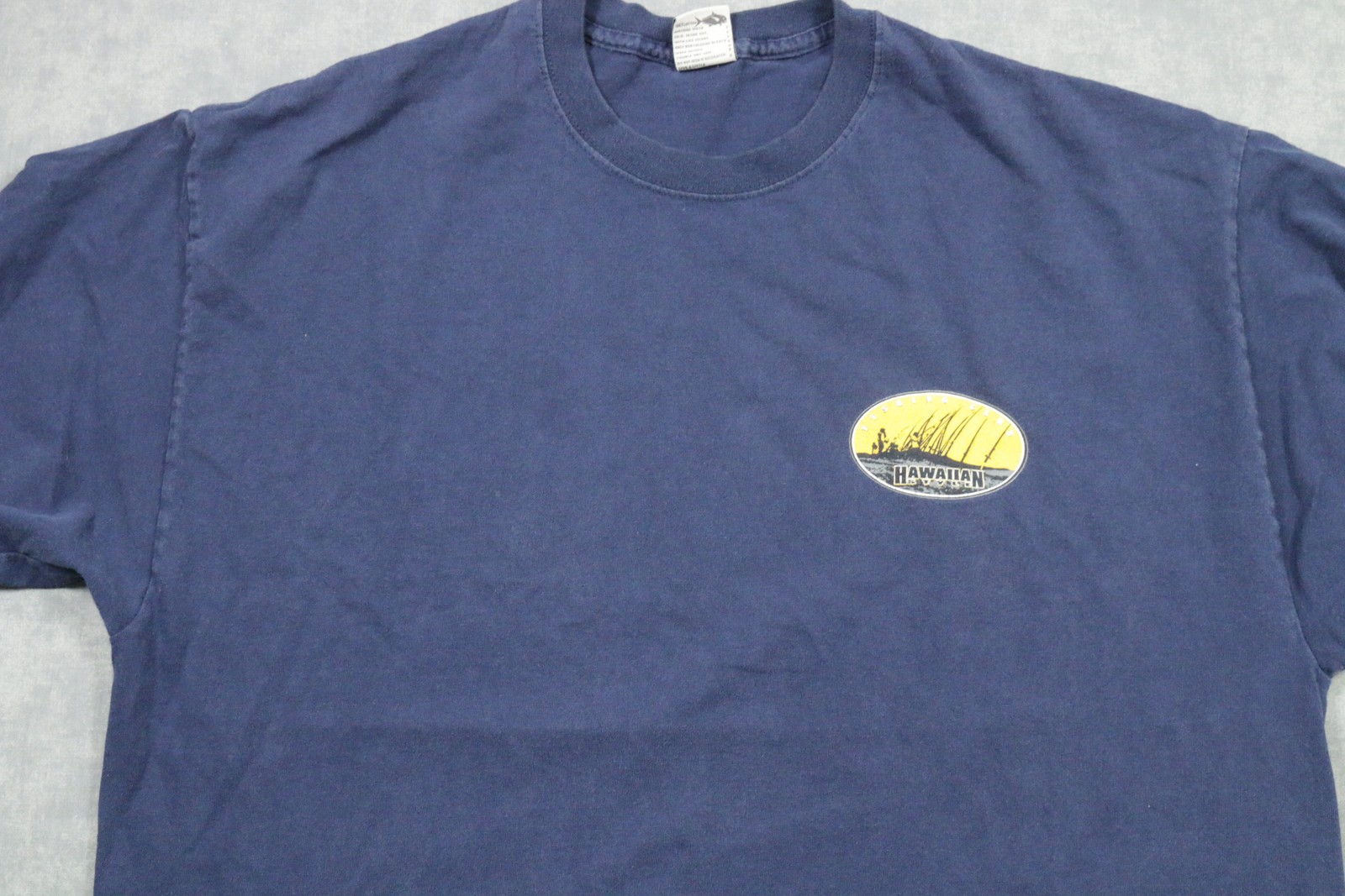 Hawaiian Style Fishing Club Shirt Mens XL Navy Blue Graphic Tee Outdoor Island gallery