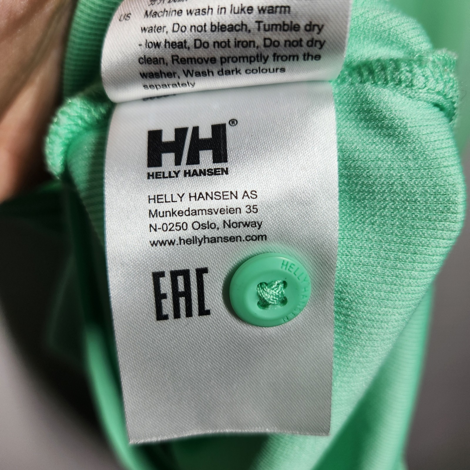 Helly Hansen Polo Shirt Men Size L Large Green HH Logo Textured Polyamide gallery
