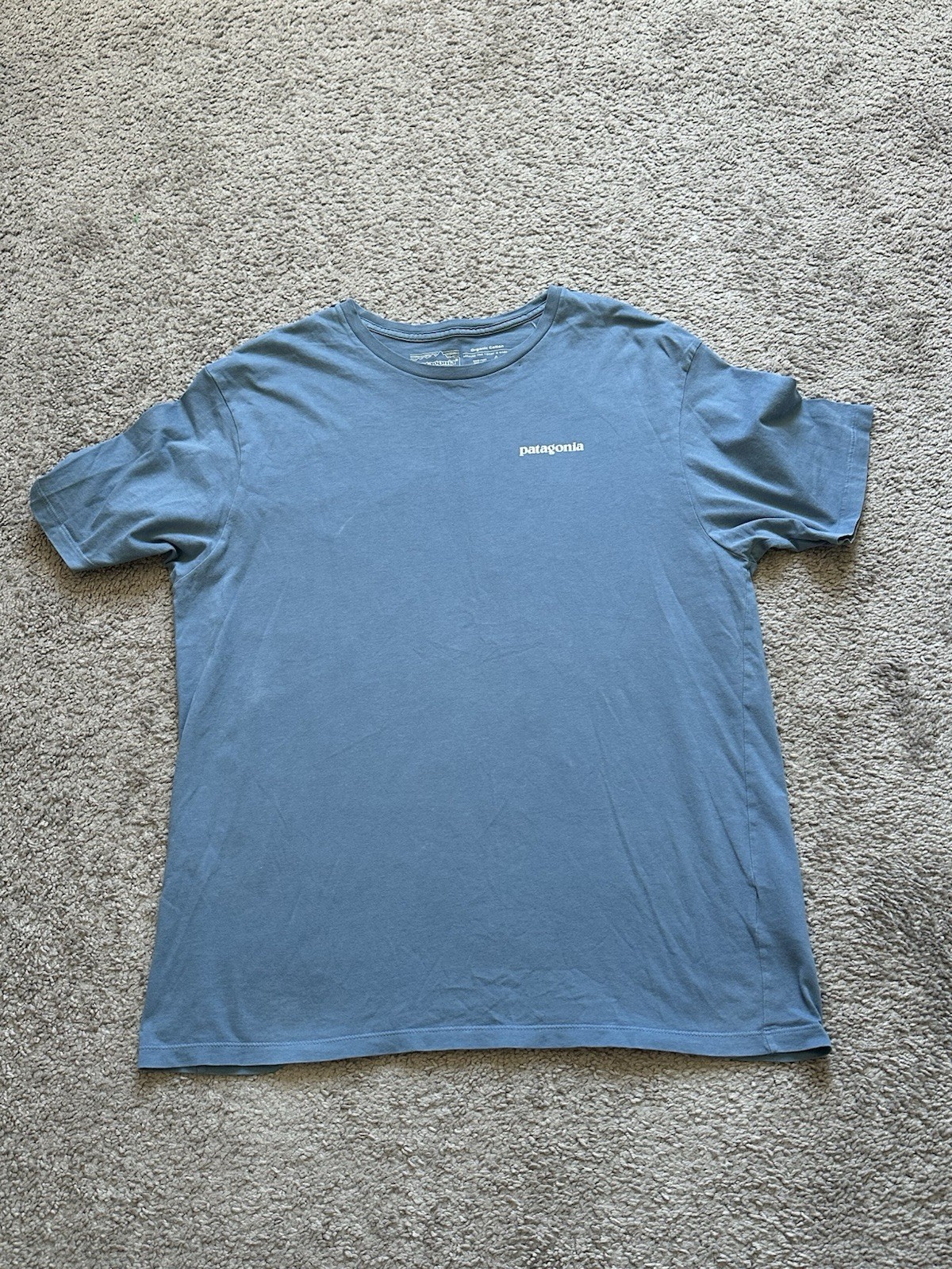 Patagonia Mens Blue Cotton Jersey Double-Sided Graphic Logo Tee Crew Neck M gallery
