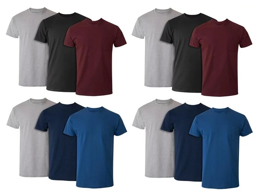 Hanes Men's FreshIQ® ComfortSoft® Dyed Tees With Wicking Pocket T-Shirts 12-Pack gallery