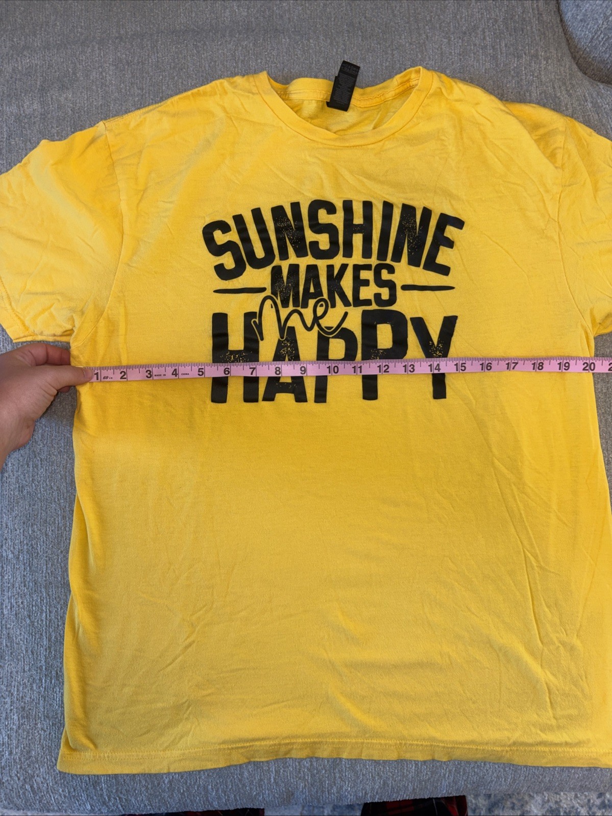Gilden Soft Style, Unisex Large, Sunshine Makes Me Happy T-Shirt, Yellow gallery