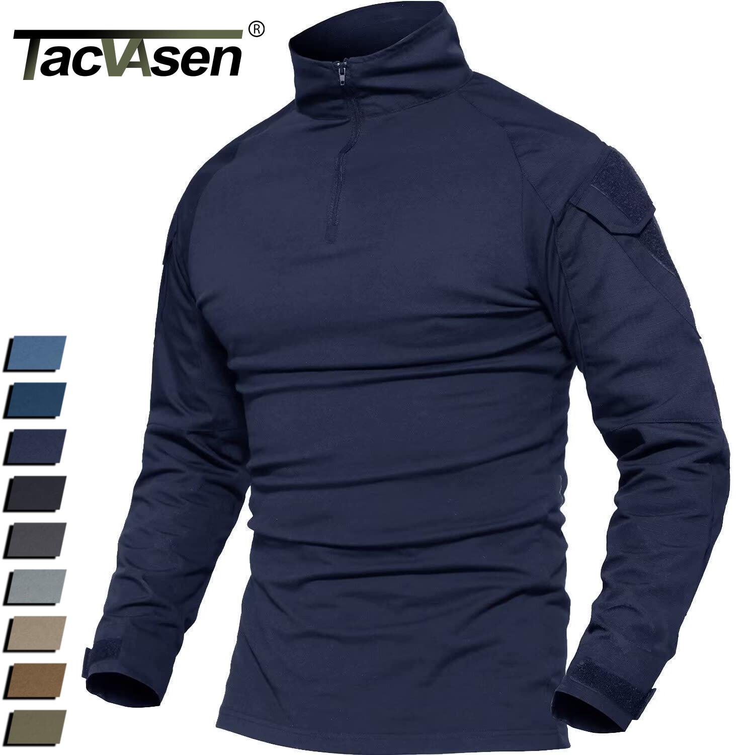 Men's 1/4 Zip Tactical T-Shirt Long Sleeve Outdoor Hiking Casual Work Pullover T gallery