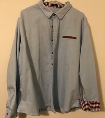 Coofandy Blue Dress Shirt Men 2XL XXL Button Front Plaid Accent Cuffs