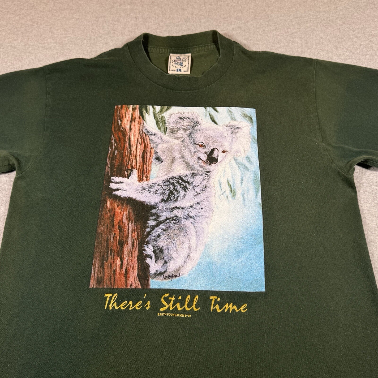 Vintage Koala Bear Shirt Adult Large Green Faded Single Stitch Forest Nature Men gallery
