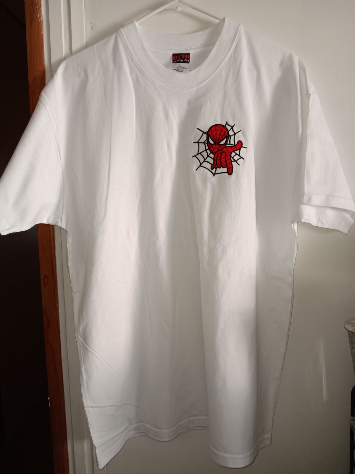 Spider Man Embroidered T-shirt - White - Otto Heavy Cotton Comfy Tee gallery