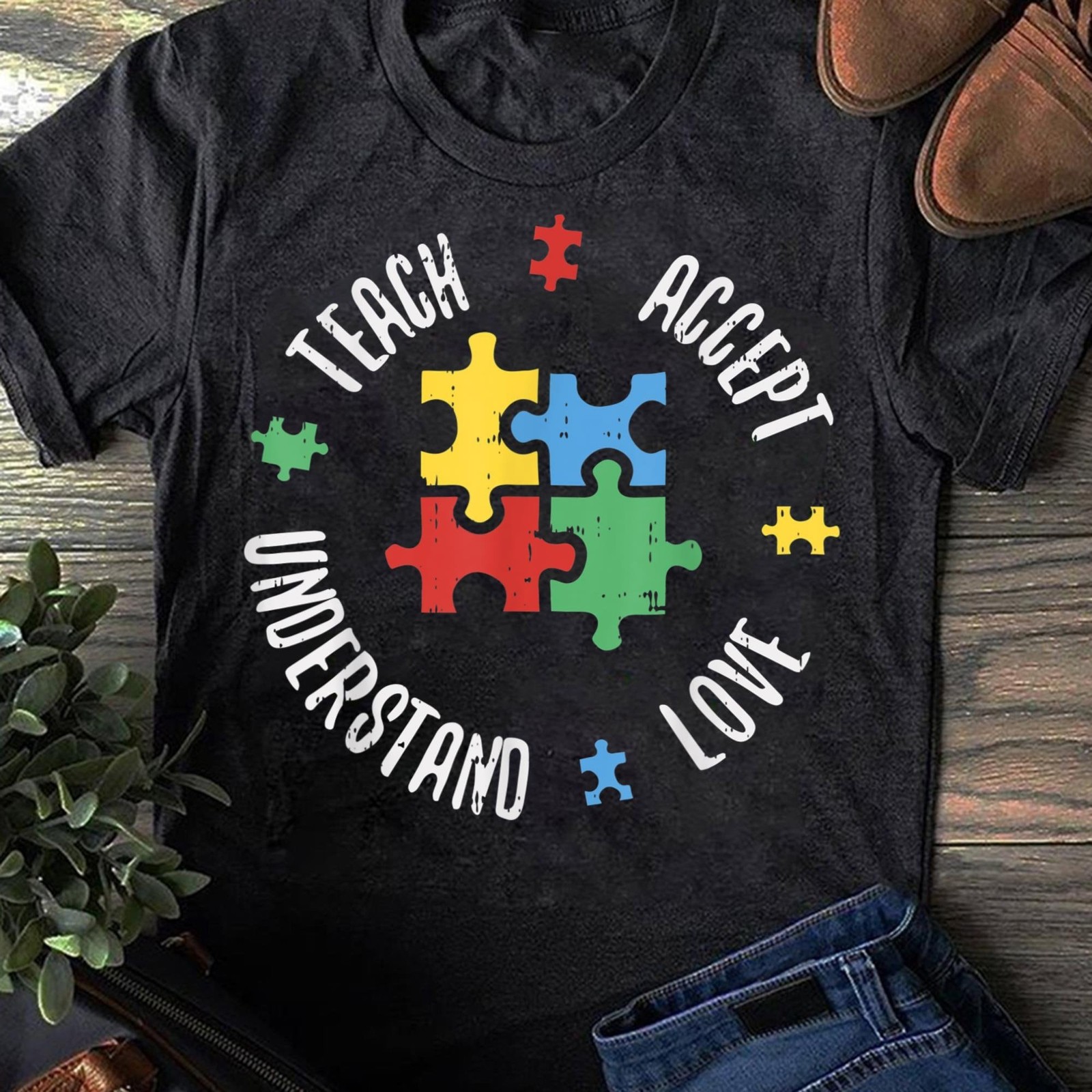 Autism Awareness Puzzle T Shirt Teach Accept Understand Love gallery