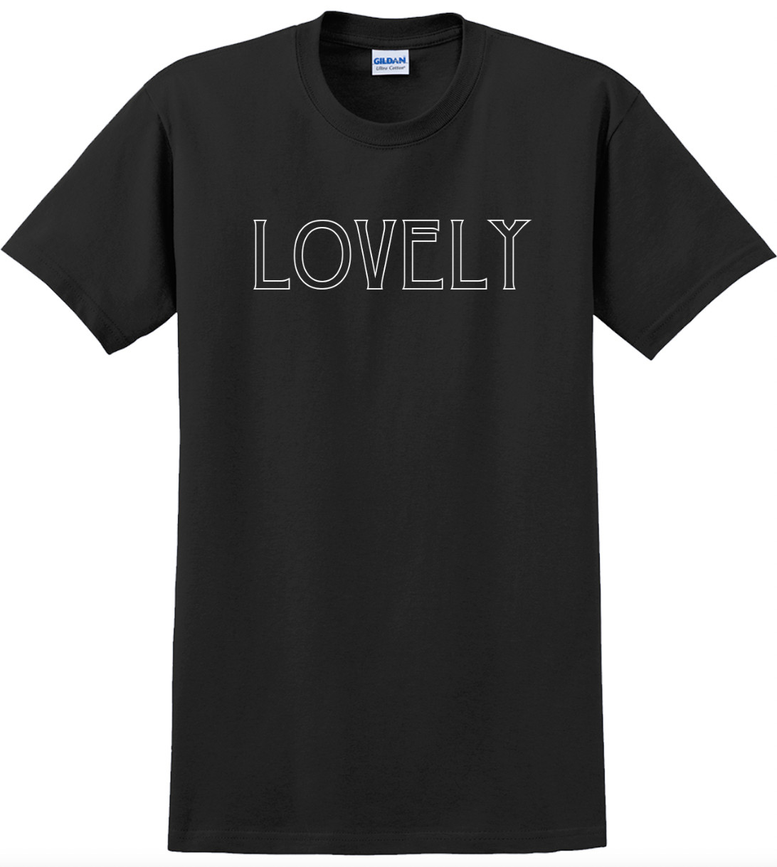 Lovely T-Shirt Short Sleeve Graphic Tee Unisex apparel Text logo design gallery