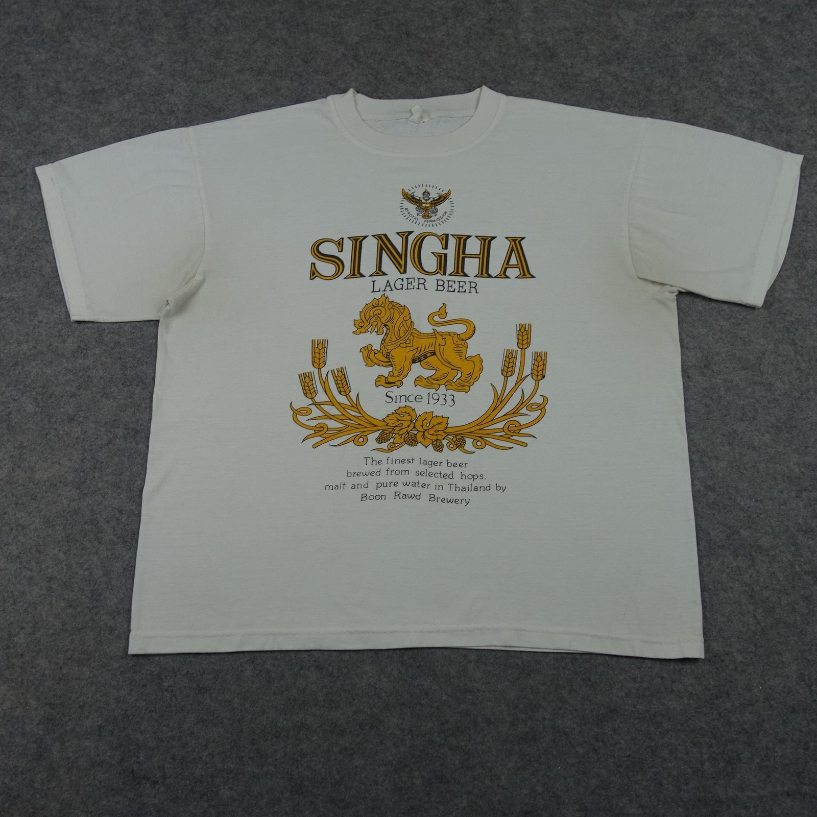 VINTAGE Singha Lager Beer Shirt Mens XL White Thailand Beer Brewery Graphic Tee gallery