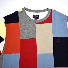 DS Noah NY SS17 Patchwork Pique Knit Color Block Core Logo T-Shirt Men’s M RARE
