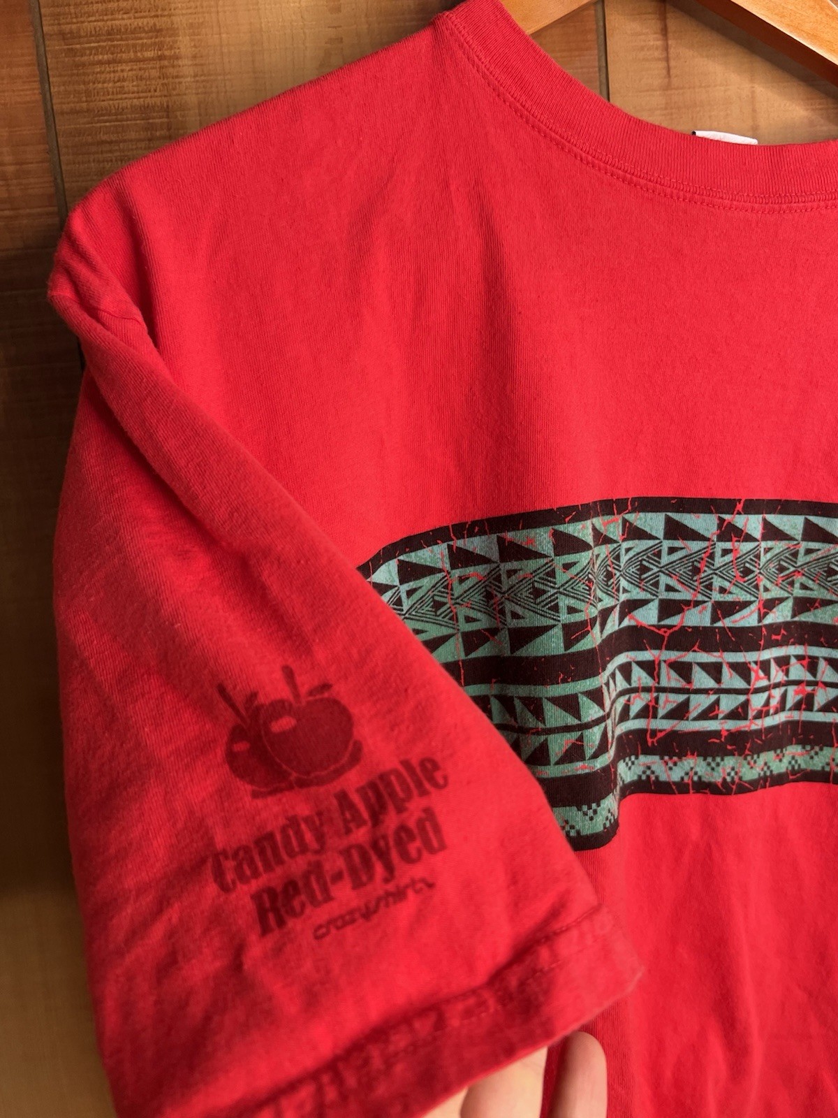 Crazy Shirts Hawaii L Alli Tapa Band Candy Apple Red Dyed USA 100% Cotton gallery