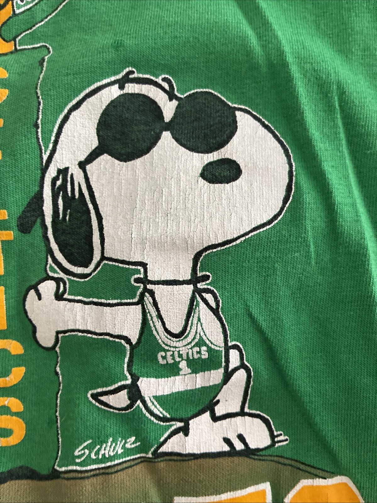 VTG 80s Snoopy Peanuts Boston Celtic Joe Cool Men’s Medium Tank *See Description gallery