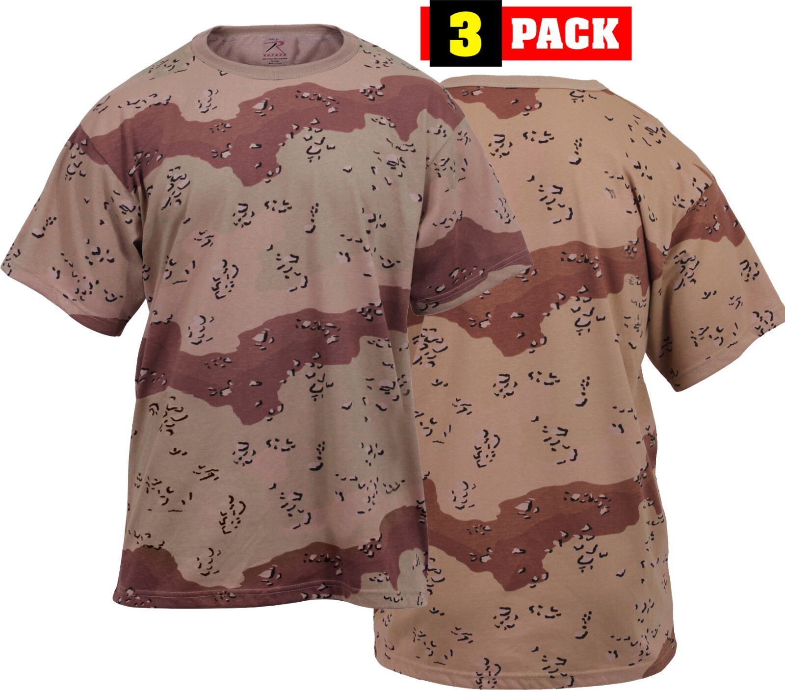 Desert Camo Six Color Army T-Shirts Tactical Military Short Sleeve Tees - 3 PACK gallery