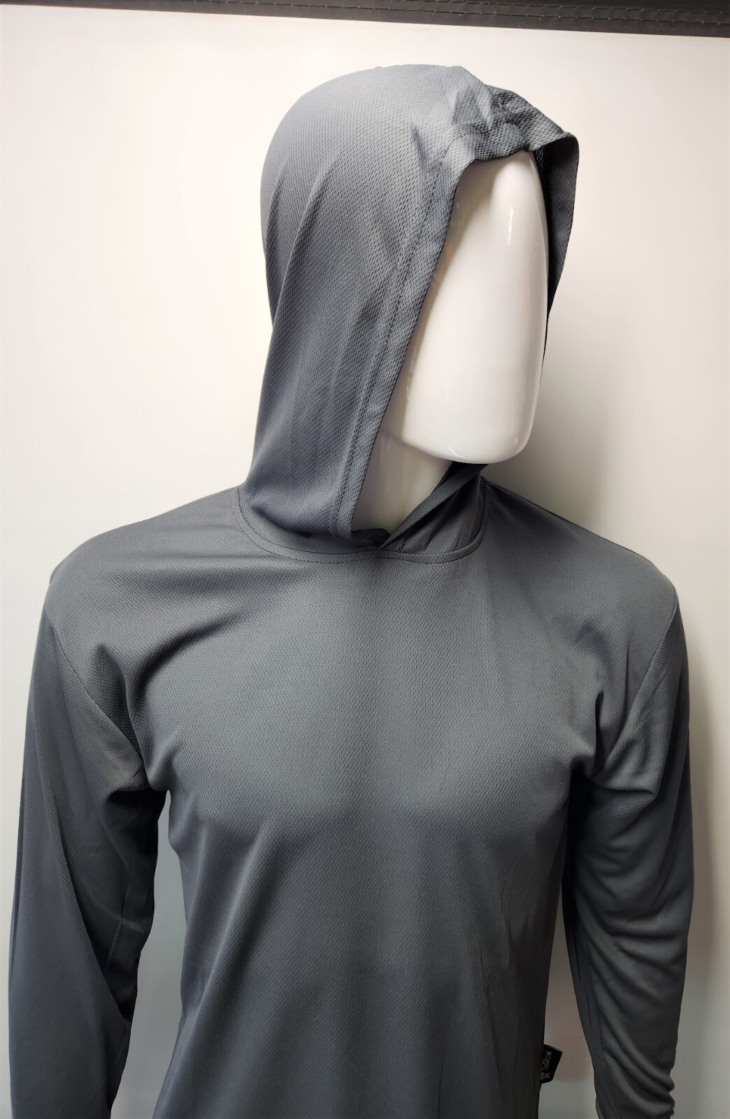 GRAY Long Sleeve Safety Shirt With Hoodie, Quick Dry Polyester Birdeye mesh gallery