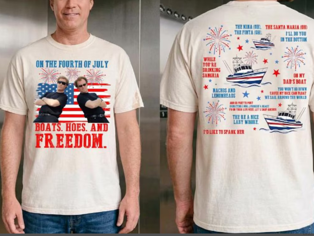 Funny Step Brothers 4th of July Shirt Boats Harbors Freedom Movie 2 Sided Tee gallery