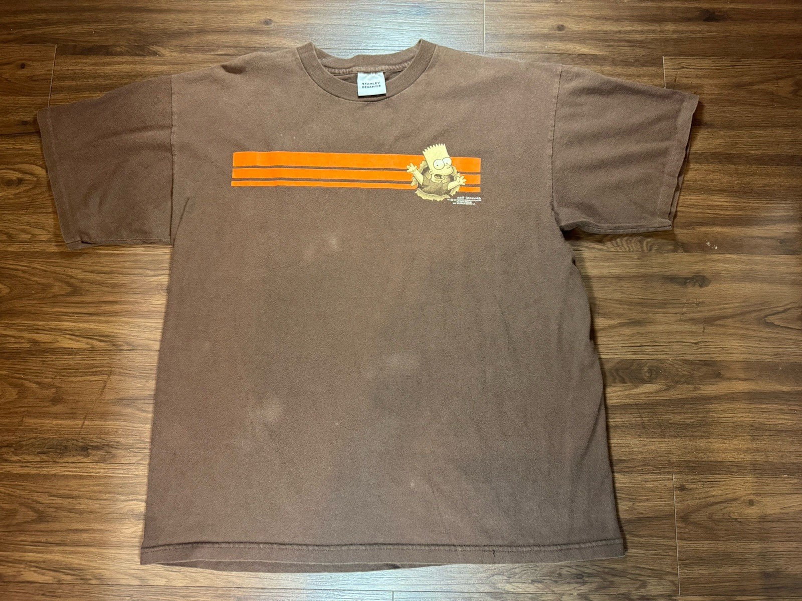 Vtg 1997 The Simpsons Stanley DeSantis Bart Simpson Brown T-shirt Size X-large