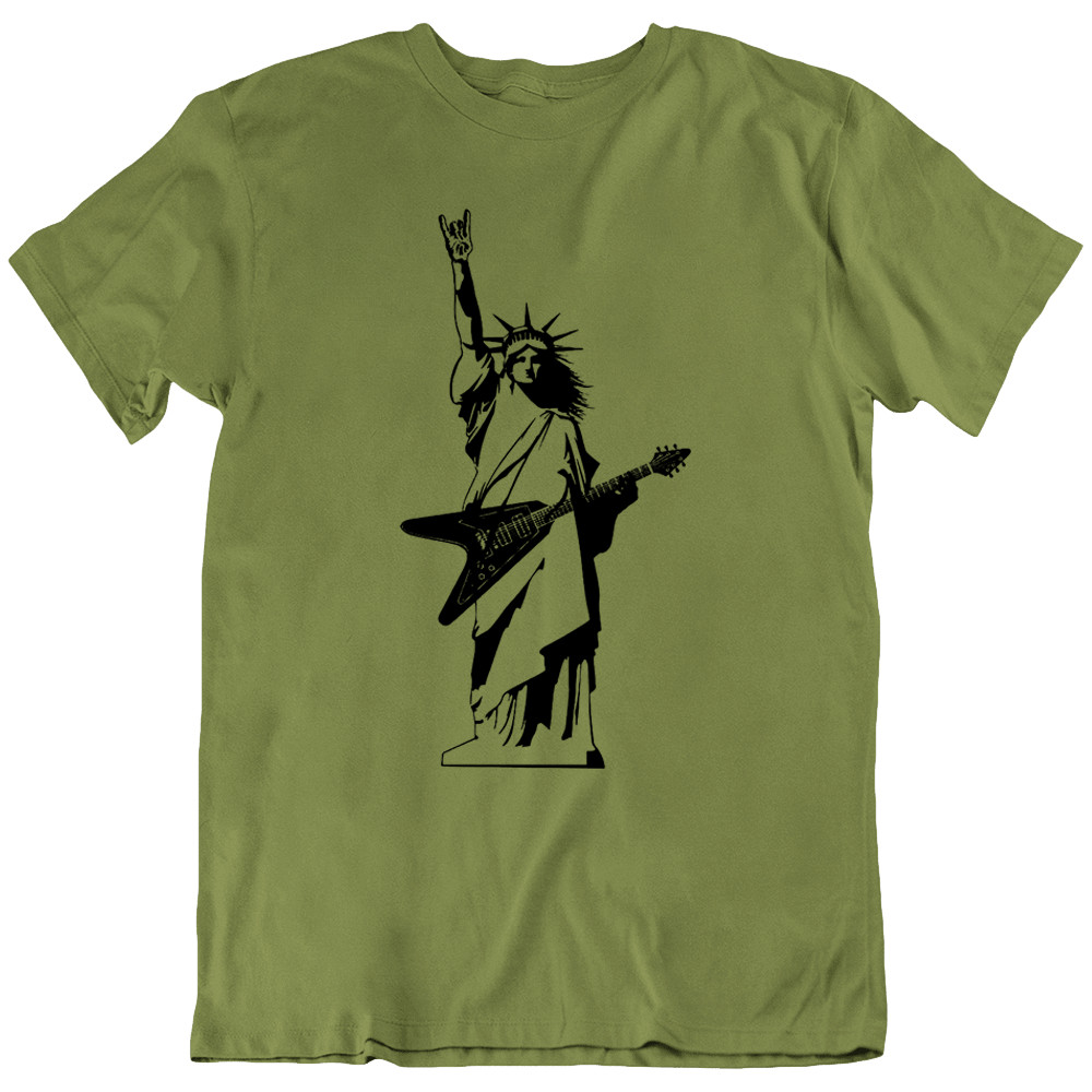 Guitar Rock Music Statue of Liberty Art Freedom Funny T-Shirt Tee Gift New gallery