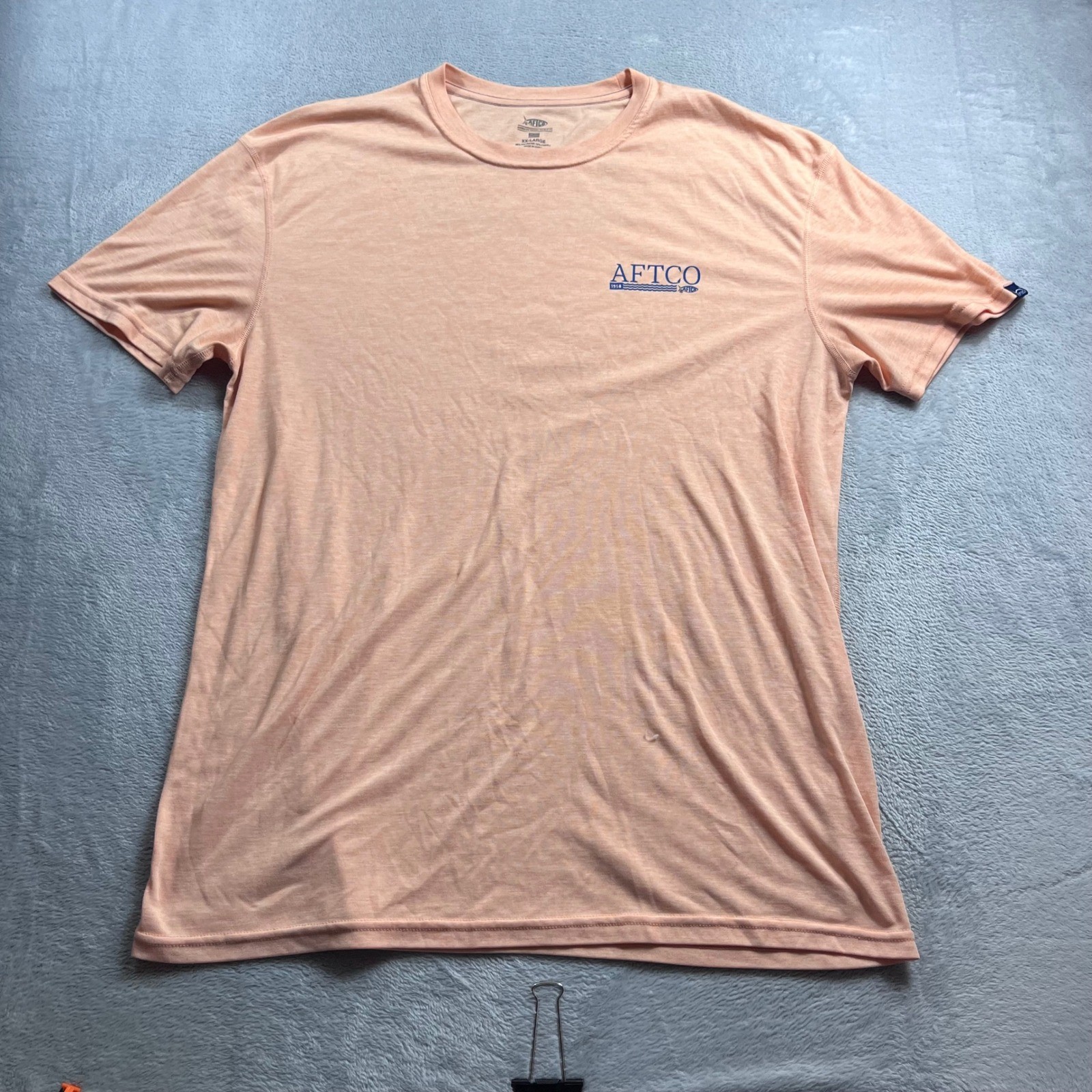 AFTCO Men XXL Peach Heather Performance T-Shirt Short Sleeve Fishing Graphic Tee gallery
