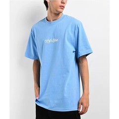 Shaka Wear Embroidered Logo Blue Heavyweight T-Shirt Size Large