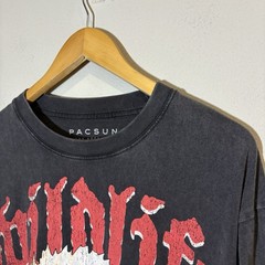 Vintage Rare PacSun Motorcycle Style Eagle Flames Long Sleeve Shirt Size M Black