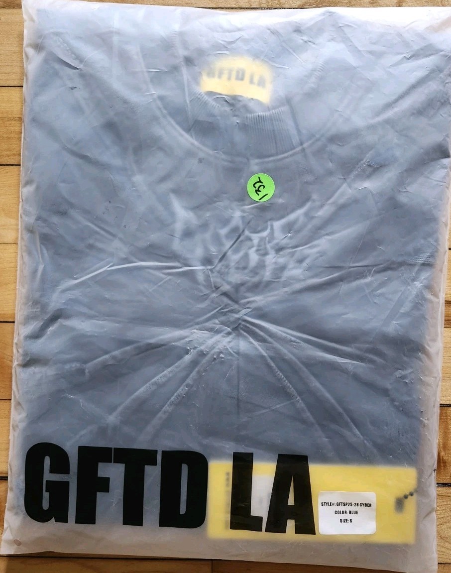 GFTD LA Men’s Blue Textured Front Web Tshirt-Great Quality Cotton Fabric - Small gallery