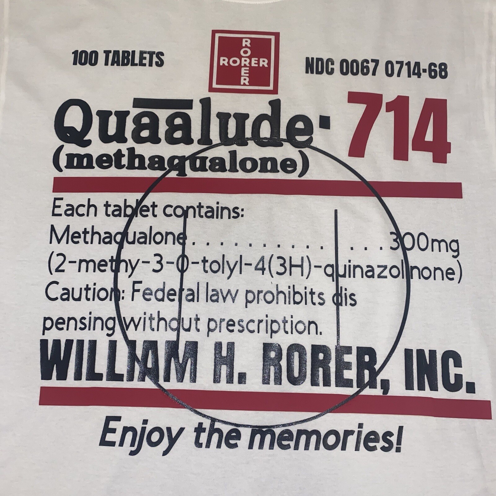 Quaalude Rorer 714 Custom T Shirt Wolf Of Wall Street Pill Drug CHOOSE YOUR SIZE gallery