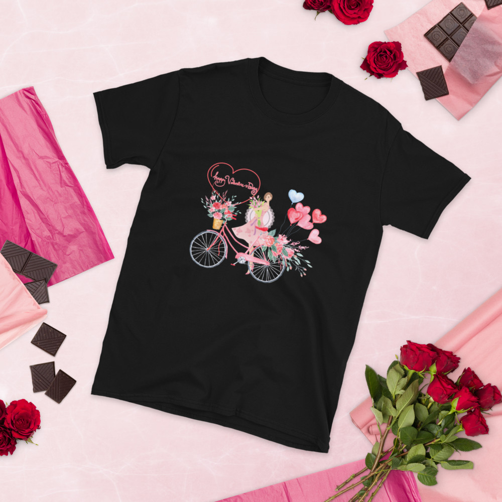 14 February Heart Day Holiday Happy Valentine's Day T-Shirt, Bicycle Love Gift gallery