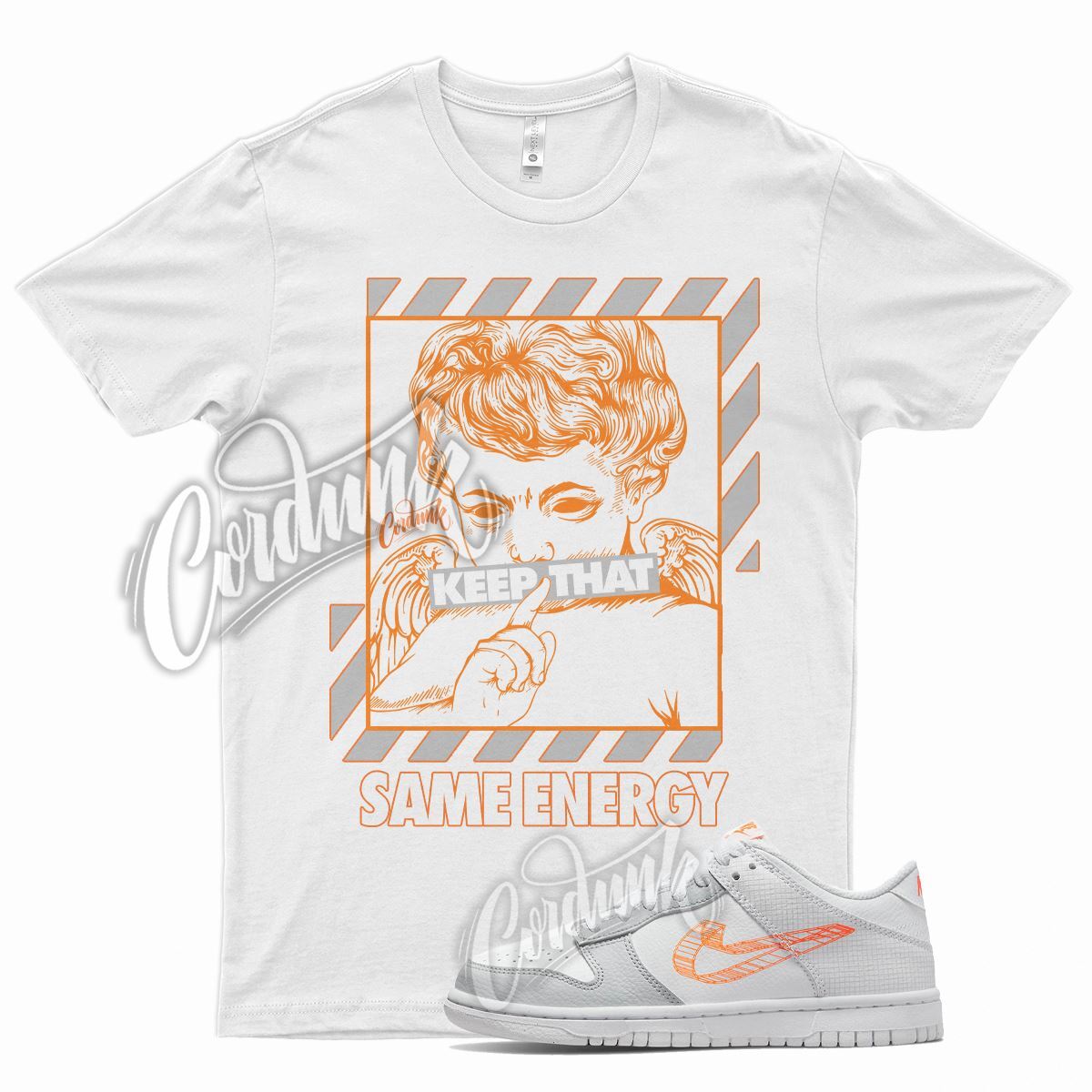 White ENERGY T Shirt for N Dunk Low 3d Grey Orange