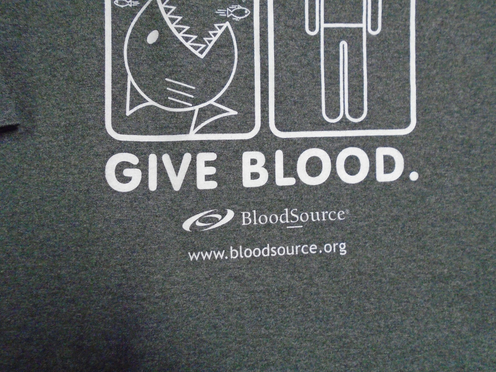 'GIVE BLOOD" Men's Sz XL T-Shirt Gray w/white Graphics 50%Poly/50%Cotton gallery