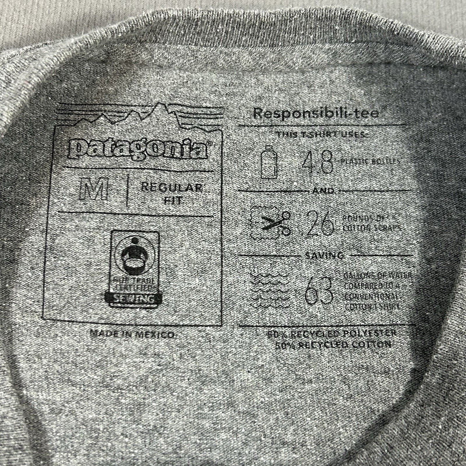 Patagonia Shirt Mens Medium Gray Long Sleeve Live Simply Responsibili Tee gallery