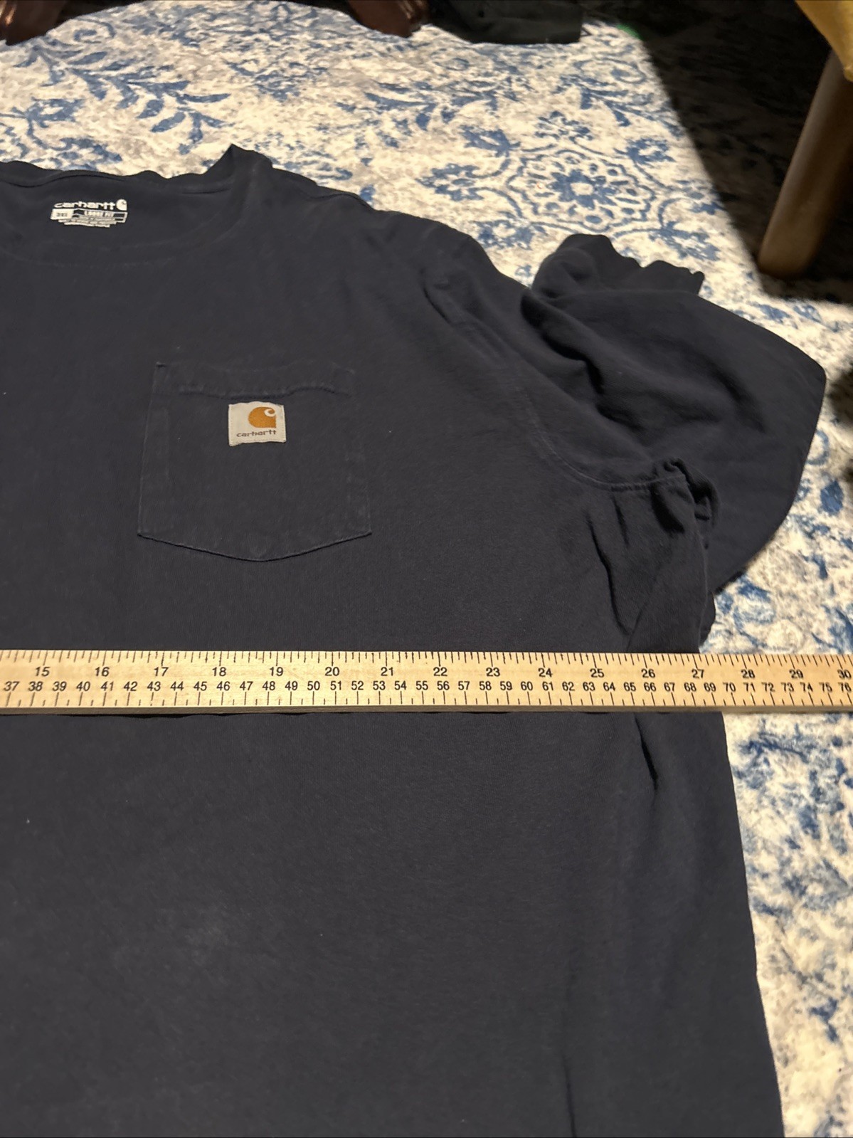 Carhartt Loose Fit Long Sleeve T-Shirt Navy Blue Heavy Duty Mens Size 3XL gallery