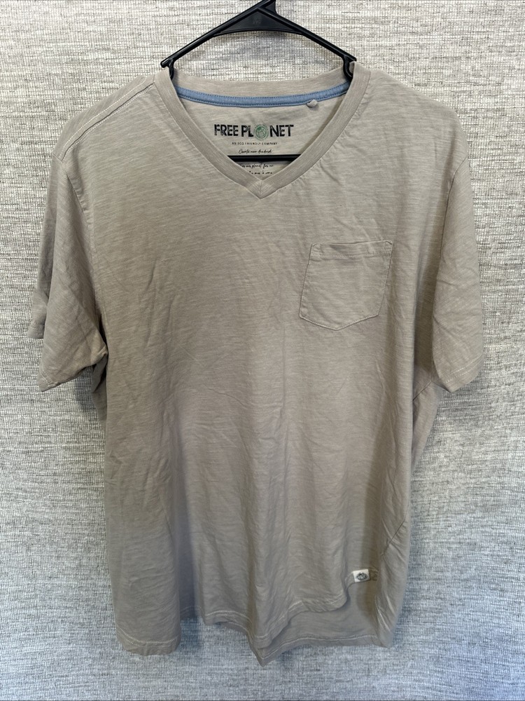 Men’s Free Planet Eco Friendly 100% Organic Cotton Tan Tshirt Size XL