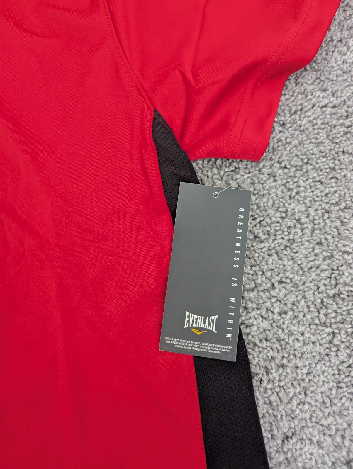 Everlast EverDri T Shirt Men's L Red and Black Semi-Fitted Stretch Workout NWT gallery