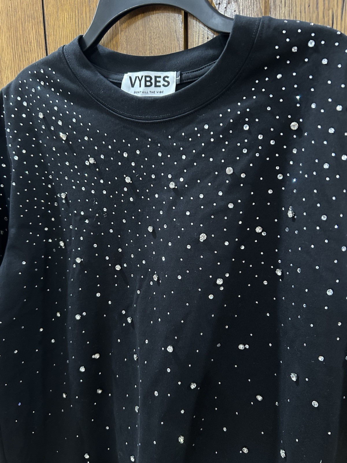 Vybes Luxury Diamond Star Rhinestones Fashion Black White T-Shirt High Quality gallery