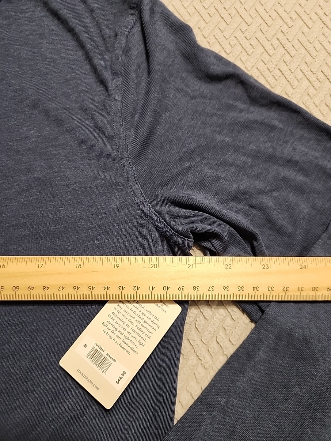 Lucky Brand Venice Burnout Mens M Long Sleeve Henley Shirt Denim Blue NWT gallery