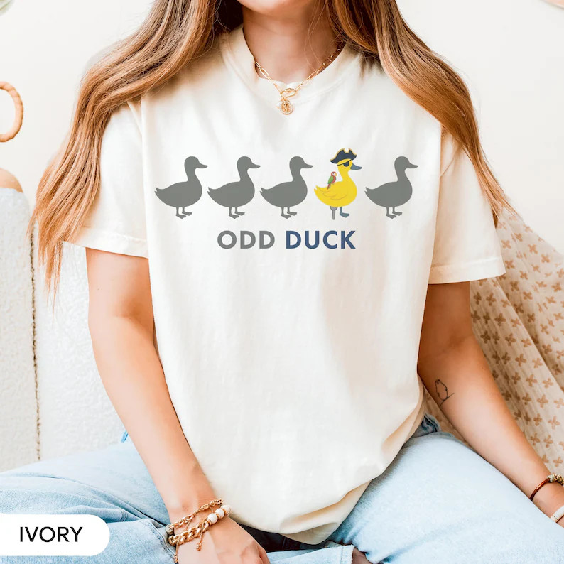 Odd Duck Funny Pirate Comfort Tee Unique Design Shirt