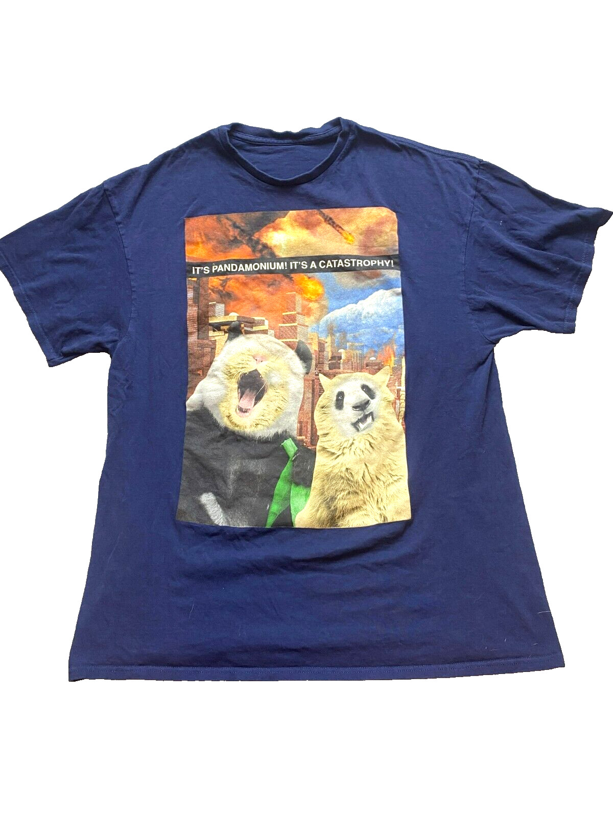 Panda Cat Shirt Adult Large It’s Pandemonium Its Catastrophy Face Swap Funny Men