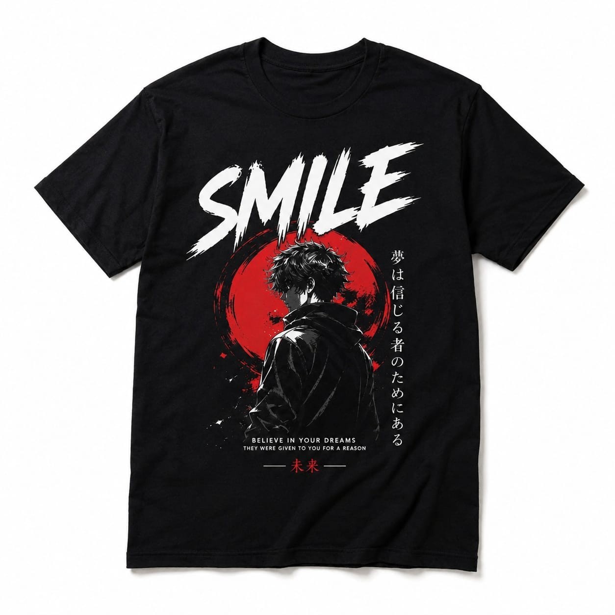 tshirtAnime Smile Graphic T Shirt Japanese Streetwear Motivational Unisex Tee Ke gallery